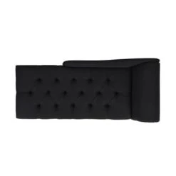 Harrison Tufted Roll Arm Chaise Lounge - Jet Black Woven -Baxton Acme Shop 6631353a 2d28 43e0 a07d 06c11a8ce908