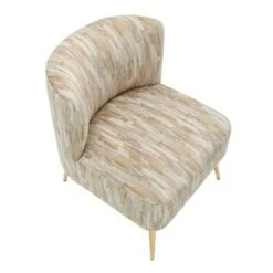 Silver Orchid Harding Slipper Chair - Light Brown/Gold Metal -Baxton Acme Shop 66603315 6908 4463 87d3 cfed1717dea2
