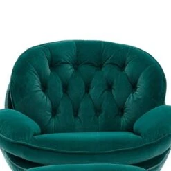 Velvet Tufted Lounge Chair And Ottoman With Swivel Metal Base - Pink -Baxton Acme Shop 66b0f227 ad88 45e1 9425 3267cb389275