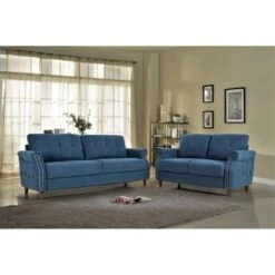 Bruce Nailhead Living Room Set-Loveseat & Sofa - Grey -Baxton Acme Shop 672771ee 0c86 4d75 b898 068680ab2e6a