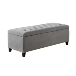Mae Grey Upholstered Ottoman -Baxton Acme Shop 67c0ab25 4de6 417c a622 9df8c5d2d0c7