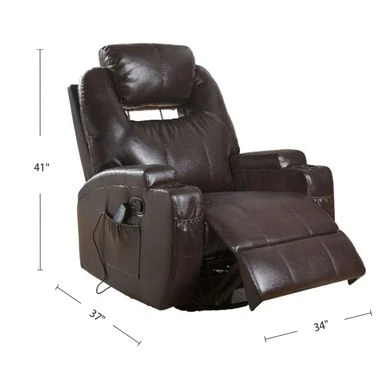 PU Upholstered Rocker Recliner With Swivel - Brown 10 PU Upholstered Rocker Recliner With Swivel - Brown - Image 8