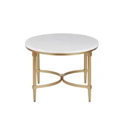 Cosette White/Gold Oval Coffee Table -Baxton Acme Shop 6859f36d 01c1 4d65 a18f bd172b7d8389