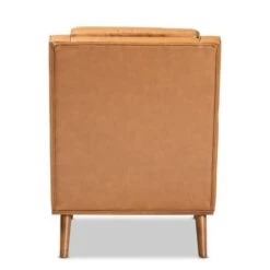 Baxton Studio Daley Tan Faux Leather And Walnut Finished Wood Lounge Armchair - Tan -Baxton Acme Shop 68bb7a7f 2654 4ca4 b62a 866f22ec22ae
