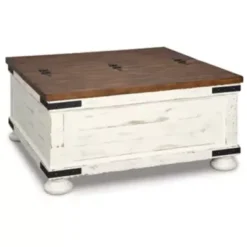 White/Brown Wystfield Cocktail Table With Storage