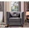 Roberta Velvet 2-Piece Set-Sofa & Chair - Grey -Baxton Acme Shop 69bf394e 733c 4690 aa09 a9b0d315e9a8
