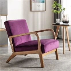 Kreindy Velvet/ Wood Mid-century Modern Armchair - Purple -Baxton Acme Shop 69f3721d 3810 450a 9709 4699032787f6