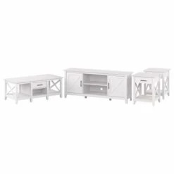Key West TV Stand With Coffee Table And End Tables By Bush Furniture - Washed Gray -Baxton Acme Shop 6a1c42aa 4275 44b1 bd7c e89a563c9f67