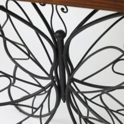 Butterfly Black And Brown Metal And Wood Accent Table - 31.25" H X 40.75" W X 16" D - 31.25" H X 40.75" W X 16" D -Baxton Acme Shop 6a431cb0 6cff 4857 99c9 8af01e10e839