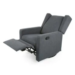 Hounker Contemporary Upholstered Swivel Recliner By Christopher Knight Home - Charcoal+Black -Baxton Acme Shop 6aa072f1 f7db 45a4 a937 2c003b6990d9