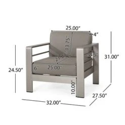 Cape Coral Aluminum Indoor/Outdoor Club Chair By Christopher Knight Home - Canvas Black+ Silver+Sunbrella -Baxton Acme Shop 6aa4f575 fe69 4949 ba06 264e11e86515