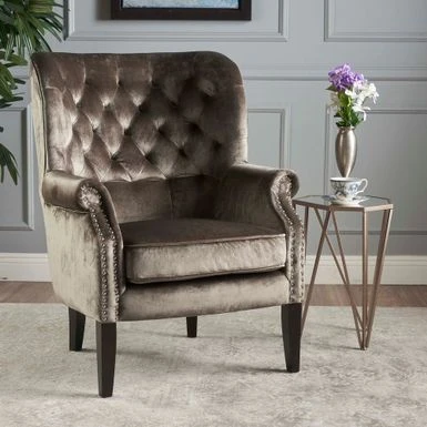 Tomlin Nailhead Velvet Club Chair By Christopher Knight Home - Grey 4 Tomlin Nailhead Velvet Club Chair By Christopher Knight Home - Grey - Image 2