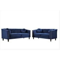 Hills Tufted Back Nailhead 2PCS Living Room Set - Rose -Baxton Acme Shop 6b811ab6 f0bd 4583 9e90 d6cb2c7a01f0