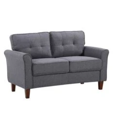 Kouchouk 54.5'' Linen Flared Arm Loveseat - Drak Grey