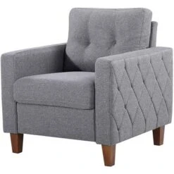 Gabrielo 35.2'' Linen Square Armchair - Beige -Baxton Acme Shop 6c2e361d 77bd 4e3e 99a5 08480e75197d