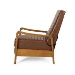 Munro Channel Stitch Pushback Recliner By Christopher Knight Home - Teak + Navy Blue -Baxton Acme Shop 6c33e966 009c 417a a414 811a5b97813d
