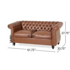 Silverdale Traditional Chesterfield Loveseat And Club Chair Set By Christopher Knight Home - Cognac Brown + Dark Brown -Baxton Acme Shop 6d9dc079 4c91 4a87 80e5 22035d0ea4ae