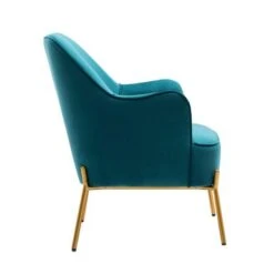 Porthos Home Kori Accent Chair, Velvet Upholstery, Gold Chrome Legs - Blue -Baxton Acme Shop 6de56b62 148c 41cb 8024 3d75c1923ce7