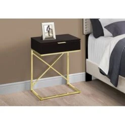 Accent Table/ Side/ End/ Nightstand/ Lamp/ Storage Drawer/ Living Room/ Bedroom/ Metal/ Laminate/ Brown/ Gold/ Contemporary/ Modern 8 Accent Table/ Side/ End/ Nightstand/ Lamp/ Storage Drawer/ Living Room/ Bedroom/ Metal/ Laminate/ Brown/ Gold/ Contemporary/ Modern -Baxton Acme Shop 6e10030b 12ef 4ffd b238 1b2148efbbaa