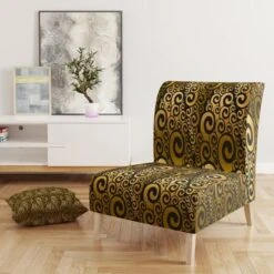 Designart "Gold And Black Swirl I" Upholstered Mid-Century Accent Chair - Arm Chair - Side Chair -Baxton Acme Shop 6e244865 40d6 4870 a1f9 b7c271436147