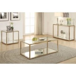 Coffee Table With Mirror Shelf Chocolate Chrome -Baxton Acme Shop 6ea6f69f e508 4e01 af6d 8b2e33f9352b