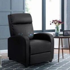 Homall Massage Recliner PU Faux Leather Home Theater Recliner With Padded Seat - Black