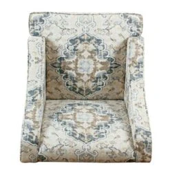 Porch & Den Holman Medallion Pattern Upholstered Swoop Armchair - Blue Ikat Print -Baxton Acme Shop 6f9abdfe bf41 4f5b 8f34 63f0505ccc5e