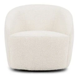 Poly And Bark Alma Swivel Lounge Chair - Crema White Boucle