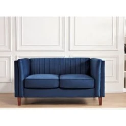 Line Tufted Square Design Loveseat - Beige -Baxton Acme Shop 708fbe42 5856 46a9 b0a2 17a9fa462b8b