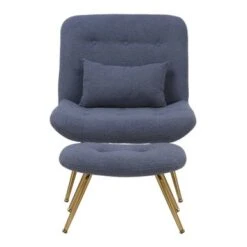 Porthos Home Quinn Accent Chair With Footrest And Pillow, Fabric Upholstery, Gold Legs - Blue -Baxton Acme Shop 71be7b9f b0b5 475e 9fb0 7b406e72f328