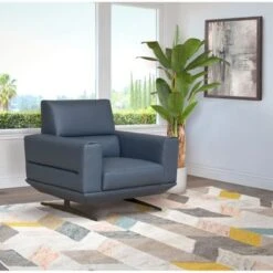 Abbyson Matilda Modern Top Grain Italian Leather Armchair - Grey -Baxton Acme Shop 724b7314 6d03 4441 939f 975fc077ad03