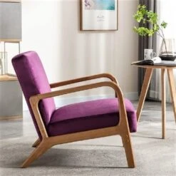 Kreindy Velvet/ Wood Mid-century Modern Armchair - Purple -Baxton Acme Shop 7292bfe5 8145 491b a3ac c6c10dc8f73a