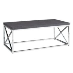 Coffee Table/ Accent/ Cocktail/ Rectangular/ Living Room/ 44"L/ Metal/ Laminate/ Grey/ Chrome/ Contemporary/ Modern -Baxton Acme Shop 7385fc36 660a 48eb adbe 42c7a6d98a24