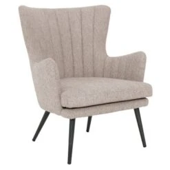 Jenson Accent Chair With Fabric And Grey Legs - Oatmeal