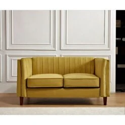 Line Tufted Square Design2 Pieces Livingroom Sets - Yellow -Baxton Acme Shop 74578176 a2fa 4b10 ba87 028ad5bbdddb