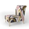 Designart "Abstract Geometric Circular Retro I" Upholstered Mid-Century Accent Chair - Arm Chair - Slipper Chair