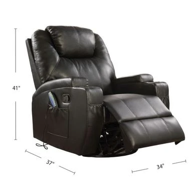 PU Upholstered Rocker Recliner With Swivel - Brown 6 PU Upholstered Rocker Recliner With Swivel - Brown - Image 4