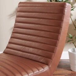Art Leon Retro Armless Leather Chair - Real Leather - Brown -Baxton Acme Shop 75b570a2 34b0 4e0f 9238 8cb7b8b61adb