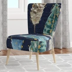 Designart "Indigold Feathers Pattern" Upholstered Floral Accent Chair - Arm Chair - Slipper Chair -Baxton Acme Shop 75ed1b9a 1cb8 4aac 8042 ba084bb06e53