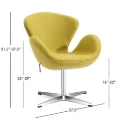 MOS Mid-Century Modern Wool Swivel Adjustable Accent Lounge Chair - Citron Yellow -Baxton Acme Shop 7605f3fc 551c 4ae1 bd5e e82d51a94a1d
