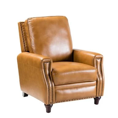 Cigar Mid-century Genuine Leather Recliner With Nailhead Trim By HULALA HOME - NAVY 6 Cigar Mid-century Genuine Leather Recliner With Nailhead Trim By HULALA HOME - NAVY - Image 4