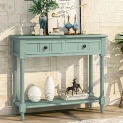 Daisy Series Console Table Traditional Design With Two Drawers And Bottom Shelf Acacia Mangium - Espresso -Baxton Acme Shop 76ffbd08 ca4a 4c2a 80e3 dc03f0d801f0