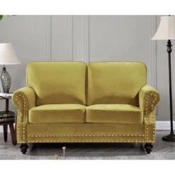 Ramos Nailhead Velvet 3-Piece Set-Loveseat Sofa And Chair - Green -Baxton Acme Shop 7751cac2 702d 4e42 8d02 c0b423b6f07c