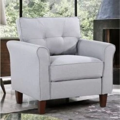 Kouchouk 32.9'' Wide Tufted Linen Armchair - Drak Grey -Baxton Acme Shop 775fe6f1 81e4 43a7 96c8 3715c8785dd8