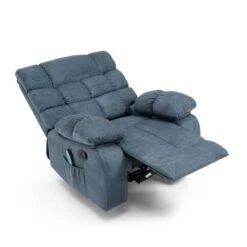Blackshear Indoor Pillow Tufted Massage Recliner By Christopher Knight Home - Black + Navy Blue -Baxton Acme Shop 77a9dc35 4583 48d9 876c 201606baf0d2