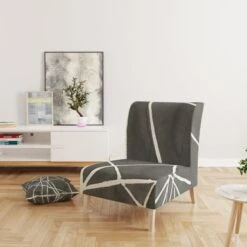 Designart "Minimalist Graphics II" Upholstered Transitional Accent Chair - Arm Chair - Slipper Chair -Baxton Acme Shop 78cd7129 2b31 40c0 bacf 509fd7ea029c