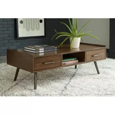 Brown Calmoni Rectangular Cocktail Table 4 Brown Calmoni Rectangular Cocktail Table - Image 2