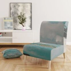 Designart "Glam Teal Watercolor I" Upholstered Modern Accent Chair - Arm Chair - Slipper Chair -Baxton Acme Shop 790d8988 5511 4001 91b6 da73284b157e