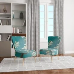 Designart "Blue Cherry Blossoms II" Upholstered Cabin & Lodge Accent Chair - Arm Chair - Side Chair -Baxton Acme Shop 7928dd72 1c9c 429e bfc7 95891364128b