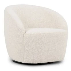 Poly And Bark Alma Swivel Lounge Chair - Crema White Boucle -Baxton Acme Shop 794c18b5 ed06 40a3 8c14 3c7bff32fdfb